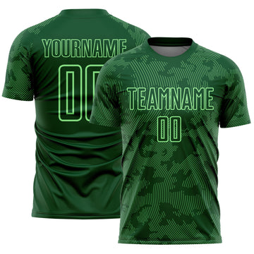 Custom Green-Pea Green Curve Lines Sublimation Soccer Uniform Jersey