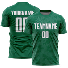 Load image into Gallery viewer, Custom Kelly Green White-Gray Curve Lines Sublimation Soccer Uniform Jersey

