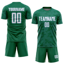 Load image into Gallery viewer, Custom Kelly Green White-Light Blue Curve Lines Sublimation Soccer Uniform Jersey
