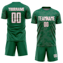 Load image into Gallery viewer, Custom Kelly Green White-Medium Pink Curve Lines Sublimation Soccer Uniform Jersey
