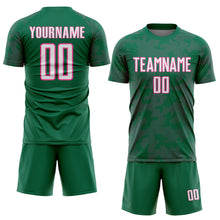 Load image into Gallery viewer, Custom Kelly Green White-Pink Curve Lines Sublimation Soccer Uniform Jersey
