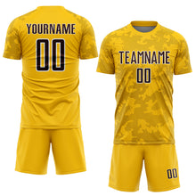 Load image into Gallery viewer, Custom Yellow Brown-White Curve Lines Sublimation Soccer Uniform Jersey
