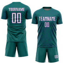 Load image into Gallery viewer, Custom Teal White-Purple Curve Lines Sublimation Soccer Uniform Jersey
