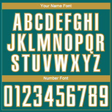 Load image into Gallery viewer, Custom Teal White-Old Gold Curve Lines Sublimation Soccer Uniform Jersey
