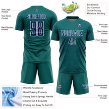 Load image into Gallery viewer, Custom Teal US Navy Blue-White Curve Lines Sublimation Soccer Uniform Jersey

