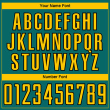 Load image into Gallery viewer, Custom Teal Yellow-Black Curve Lines Sublimation Soccer Uniform Jersey
