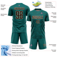 Load image into Gallery viewer, Custom Teal Brown-Cream Curve Lines Sublimation Soccer Uniform Jersey
