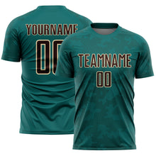 Load image into Gallery viewer, Custom Teal Brown-Cream Curve Lines Sublimation Soccer Uniform Jersey
