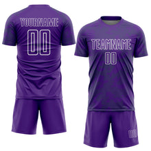 Load image into Gallery viewer, Custom Purple Grass Green-White Curve Lines Sublimation Soccer Uniform Jersey
