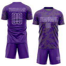 Load image into Gallery viewer, Custom Purple Neon Green-White Curve Lines Sublimation Soccer Uniform Jersey
