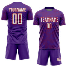 Laden Sie das Bild in den Galerie-Viewer, Custom Purple White-Red Curve Lines Sublimation Soccer Uniform Jersey
