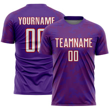 Laden Sie das Bild in den Galerie-Viewer, Custom Purple White-Red Curve Lines Sublimation Soccer Uniform Jersey

