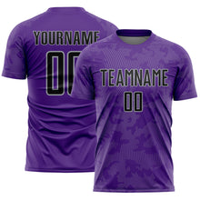 Laden Sie das Bild in den Galerie-Viewer, Custom Purple Black-Gray Curve Lines Sublimation Soccer Uniform Jersey

