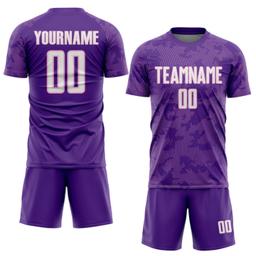 Custom Purple White-Light Pink Curve Lines Sublimation Soccer Uniform Jersey