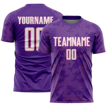 Laden Sie das Bild in den Galerie-Viewer, Custom Purple White-Medium Pink Curve Lines Sublimation Soccer Uniform Jersey

