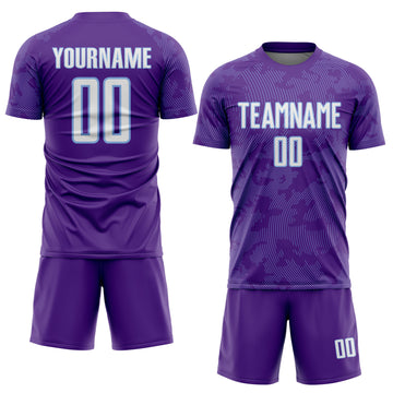 Custom Purple White-Light Blue Curve Lines Sublimation Soccer Uniform Jersey