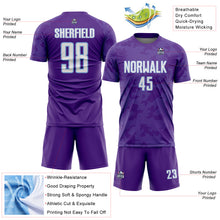 Load image into Gallery viewer, Custom Purple White-Light Blue Curve Lines Sublimation Soccer Uniform Jersey
