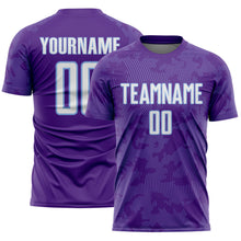 Load image into Gallery viewer, Custom Purple White-Light Blue Curve Lines Sublimation Soccer Uniform Jersey
