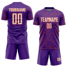 Laden Sie das Bild in den Galerie-Viewer, Custom Purple White-Orange Curve Lines Sublimation Soccer Uniform Jersey
