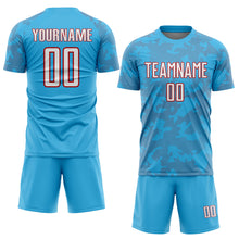 Load image into Gallery viewer, Custom Sky Blue White-Red Curve Lines Sublimation Soccer Uniform Jersey
