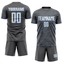 Laden Sie das Bild in den Galerie-Viewer, Custom Steel Gray White-Light Blue Curve Lines Sublimation Soccer Uniform Jersey
