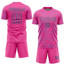 Laden Sie das Bild in den Galerie-Viewer, Custom Pink Sky Blue-Black Curve Lines Sublimation Soccer Uniform Jersey
