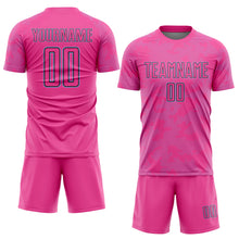 Laden Sie das Bild in den Galerie-Viewer, Custom Pink Light Blue-Black Curve Lines Sublimation Soccer Uniform Jersey
