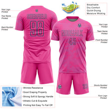 Laden Sie das Bild in den Galerie-Viewer, Custom Pink Light Blue-Black Curve Lines Sublimation Soccer Uniform Jersey
