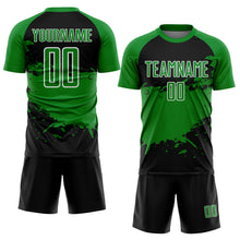 Загрузить изображение в средство просмотра галереи, Custom Grass Green Black-White Splash Color Block Sublimation Soccer Uniform Jersey

