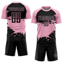 Загрузить изображение в средство просмотра галереи, Custom Light Pink-Black Splash Color Block Sublimation Soccer Uniform Jersey
