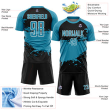 Load image into Gallery viewer, Custom Panther Blue Black-White Splash Color Block Sublimation Soccer Uniform Jersey
