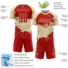 Load image into Gallery viewer, Custom Cream-Red Splash Color Block Sublimation Soccer Uniform Jersey
