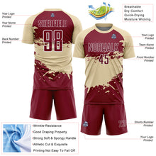 Laden Sie das Bild in den Galerie-Viewer, Custom Cream Crimson-White Splash Color Block Sublimation Soccer Uniform Jersey
