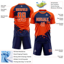 Charger l'image dans la galerie, Custom Orange Navy-White Splash Color Block Sublimation Soccer Uniform Jersey
