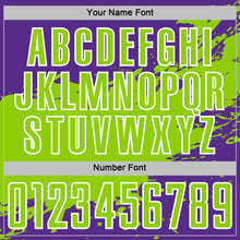 Charger l'image dans la galerie, Custom Neon Green Purple-White Splash Color Block Sublimation Soccer Uniform Jersey
