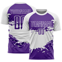Charger l'image dans la galerie, Custom White-Purple Splash Color Block Sublimation Soccer Uniform Jersey
