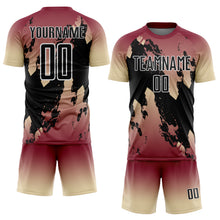 Charger l'image dans la galerie, Custom Crimson Black Cream-White Gradient Splash Sublimation Soccer Uniform Jersey
