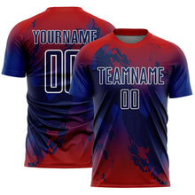 Загрузить изображение в средство просмотра галереи, Custom Red Navy Royal-White Gradient Splash Sublimation Soccer Uniform Jersey
