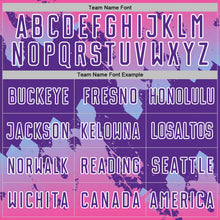Load image into Gallery viewer, Custom Pink Purple Light Blue-White Gradient Splash Sublimation Soccer Uniform Jersey
