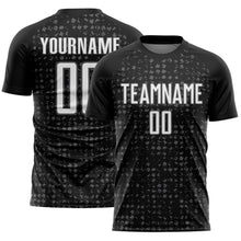 Charger l'image dans la galerie, Custom Black White-Steel Gray Digital Geometric Fragment Speckles Sublimation Soccer Uniform Jersey
