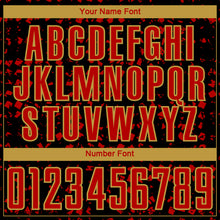 Charger l'image dans la galerie, Custom Black Red-Old Gold Digital Geometric Fragment Speckles Sublimation Soccer Uniform Jersey
