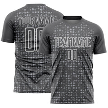 Charger l'image dans la galerie, Custom Steel Gray Gray-White Digital Geometric Fragment Speckles Sublimation Soccer Uniform Jersey
