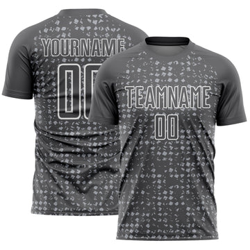 Custom Steel Gray Gray-White Digital Geometric Fragment Speckles Sublimation Soccer Uniform Jersey