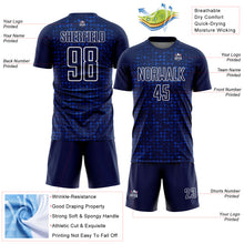 Загрузить изображение в средство просмотра галереи, Custom Navy Thunder Blue-White Digital Geometric Fragment Speckles Sublimation Soccer Uniform Jersey
