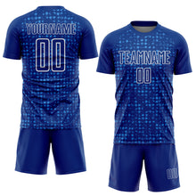 Load image into Gallery viewer, Custom Royal Powder Blue-White Digital Geometric Fragment Speckles Sublimation Soccer Uniform Jersey
