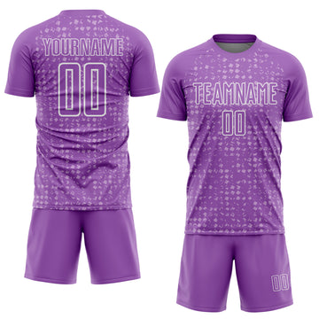 Custom Medium Purple White-Light Purple Digital Geometric Fragment Speckles Sublimation Soccer Uniform Jersey