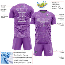 Load image into Gallery viewer, Custom Medium Purple White-Light Purple Digital Geometric Fragment Speckles Sublimation Soccer Uniform Jersey
