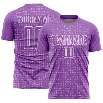 Custom Medium Purple White-Light Purple Digital Geometric Fragment Speckles Sublimation Soccer Uniform Jersey