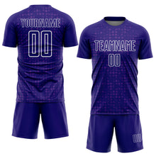 Load image into Gallery viewer, Custom Dark Purple White-Purple Digital Geometric Fragment Speckles Sublimation Soccer Uniform Jersey
