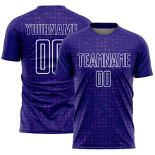 Load image into Gallery viewer, Custom Dark Purple White-Purple Digital Geometric Fragment Speckles Sublimation Soccer Uniform Jersey
